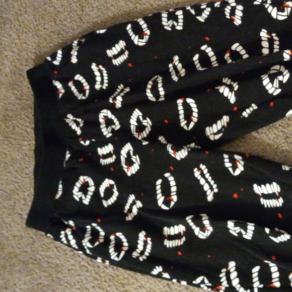 ModCloth Halloween sweatpants, fangs and dinosaur bones, size small - Picture 3 of 5